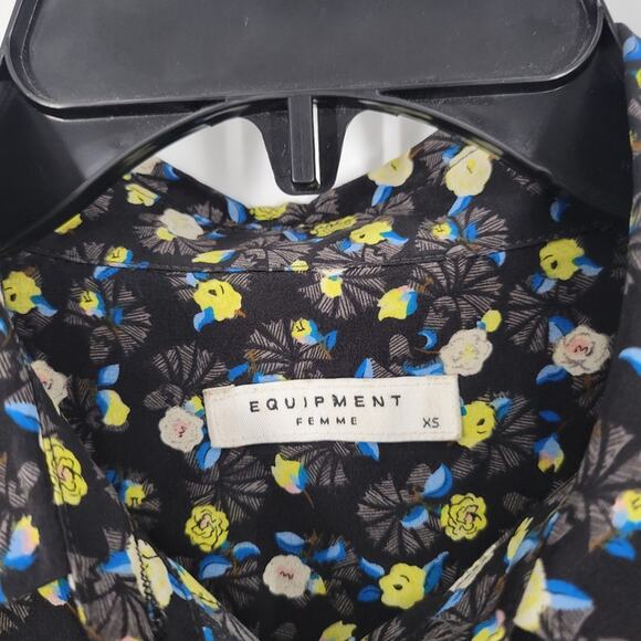 Equipment Black Multi Spectrum Floral Print Slim Signature Blouse XS - Picture 7 of 12